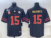 Men's Kansas City Chiefs #15 Patrick Mahomes Black Red Gold Super Bowl LVII Patch And 4-star C Patch Vapor Untouchable Limited Stitched Jersey,baseball caps,new era cap wholesale,wholesale hats